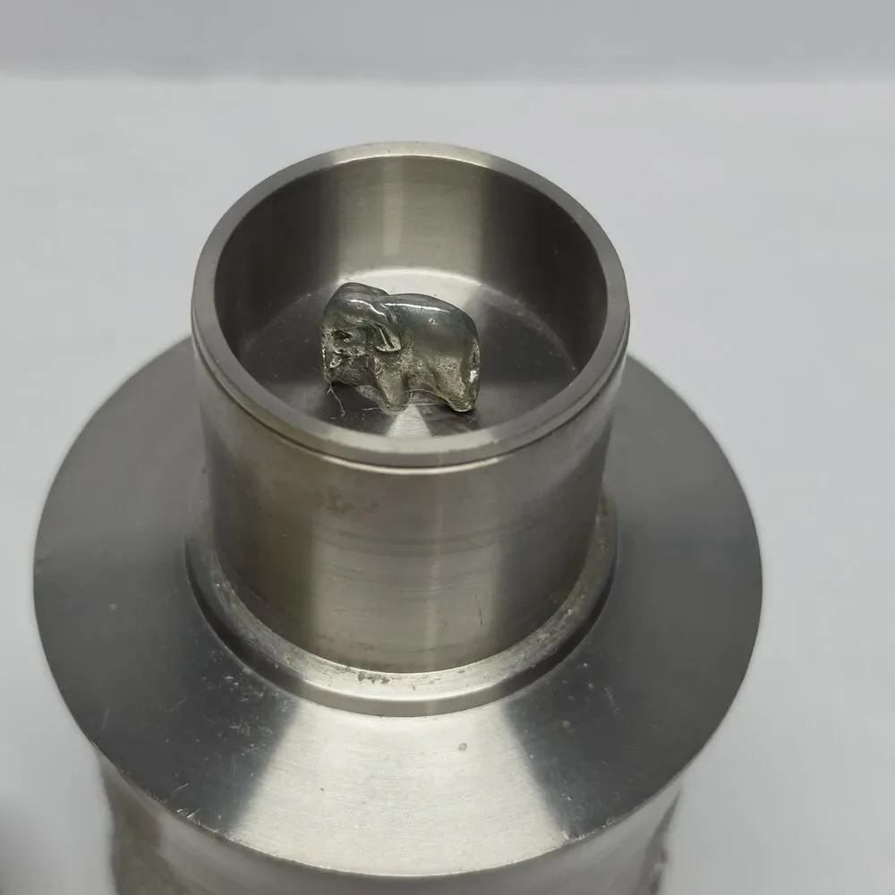 Vintage Bangkok Pewter Thailand Tea Coffee Caddy Container Elephants Embossed